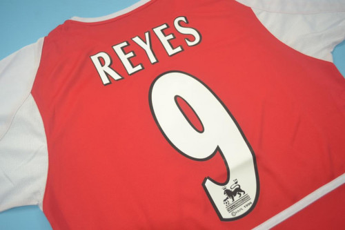 with EPL Patch Retro Jersey 2003-2004 Arsenal REYES 9 Home Soccer Jersey Red Vintage Football Shirt