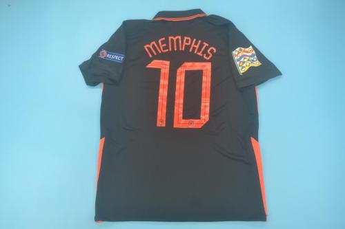 with Patch Retro Jersey 2020 Netherlands MEMPHIS 10 Away Black Soccer Jersey Vintage Holland Football Shirt