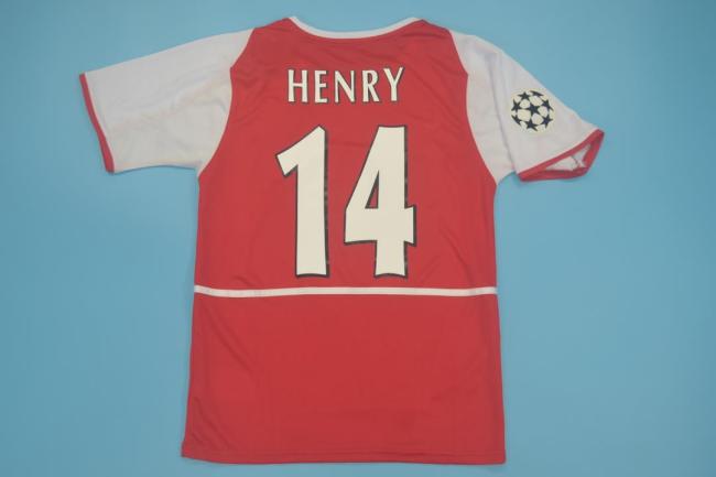with UCL Patch Retro Jersey 2002-2004 Arsenal HENRY 14 Home Soccer Jersey Red Vintage Football Shirt