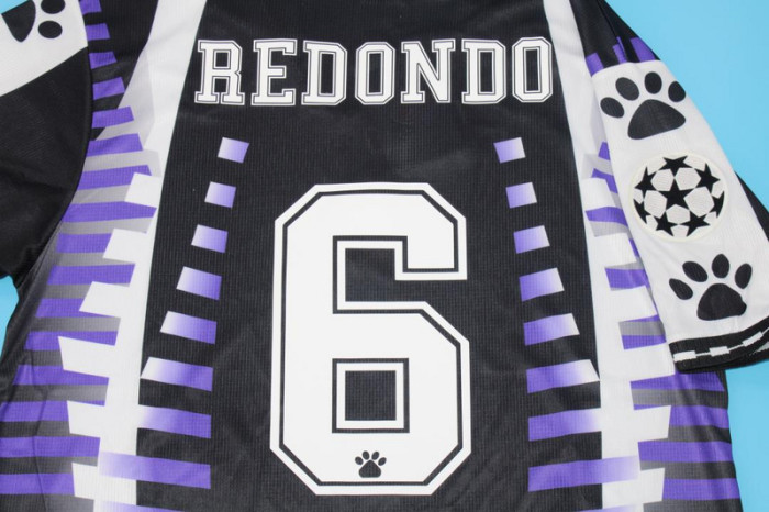 with UCL Patch Retro Jersey 1997-1998 Real Madrid REDONDO 6 Third Away Soccer Jersey Vintage Football Shirt