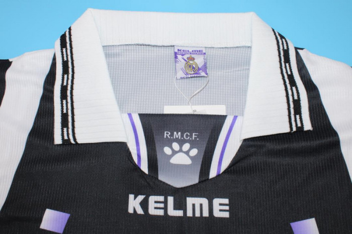 with UCL Patch Retro Jersey 1997-1998 Real Madrid Third Away Soccer Jersey Vintage Football Shirt