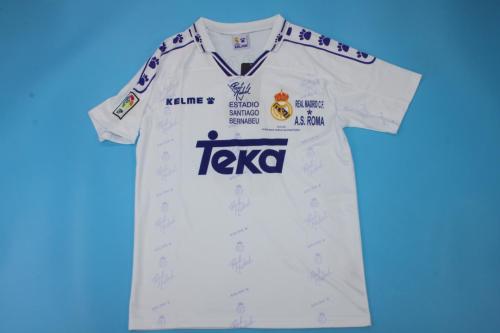 with Front Lettering+LFP Patch Retro Jersey 1996-1997 Real Madrid Home White Soccer Jersey Vintage Football Shirt