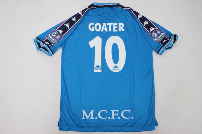 with Patch Retro Jersey 1998-1999 Manchester City GOATER 10 Home Soccer Jersey Vintage Football Shirt