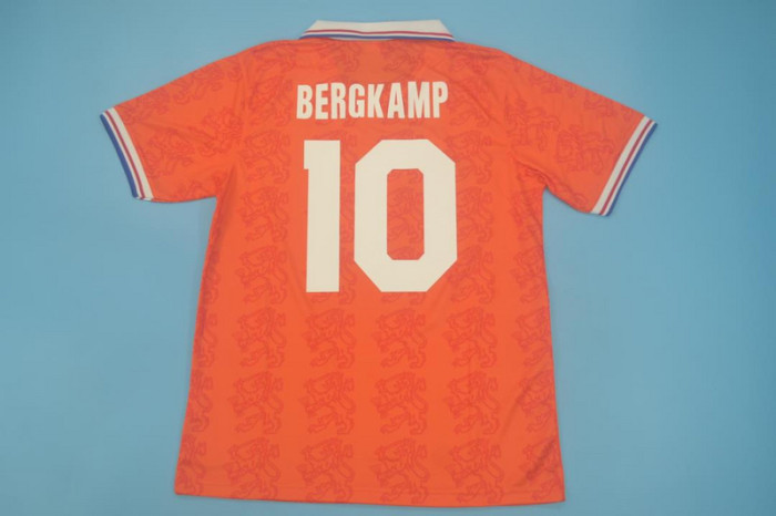 Retro Jersey 1995 Netherlands BERGKAMP 10 Home Soccer Jersey Vintage Holland Football Shirt