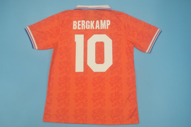 Retro Jersey 1995 Netherlands BERGKAMP 10 Home Soccer Jersey Vintage Holland Football Shirt