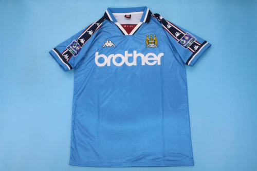 with Patch Retro Jersey 1998-1999 Manchester City Home Soccer Jersey Vintage Football Shirt