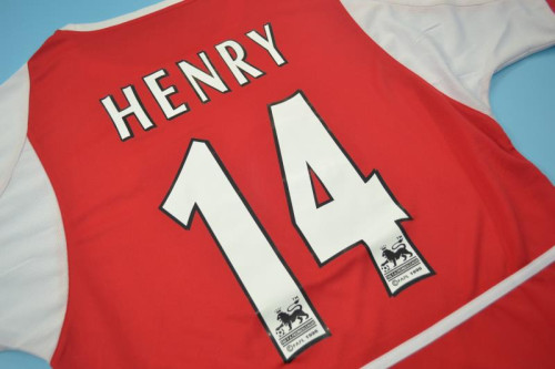 with Golden EPL Patch Retro Jersey 2002-2003 Arsenal HENRY 14 Home Soccer Jersey Red Vintage Football Shirt