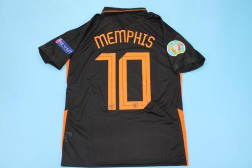 with Euro 2020 Patch Retro Jersey 2020 Netherlands MEMPHIS 10 Away Black Soccer Jersey Vintage Holland Football Shirt