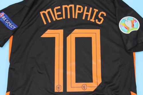 with Euro 2020 Patch Retro Jersey 2020 Netherlands MEMPHIS 10 Away Black Soccer Jersey Vintage Holland Football Shirt