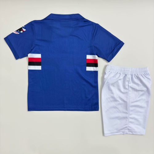Retro Youth Uniform Kids Kit 1990-1991 Sampdoria Home Soccer Jersey Shorts Vintage Child Football Set