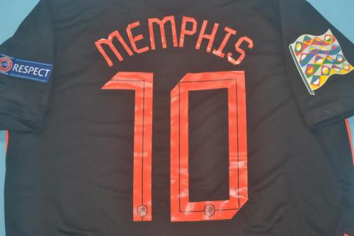 with Patch Retro Jersey 2020 Netherlands MEMPHIS 10 Away Black Soccer Jersey Vintage Holland Football Shirt