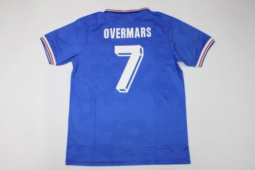 Retro Jersey 1991 Netherlands OVERMARS 7 Away Blue Soccer Jersey Vintage Holland Football Shirt