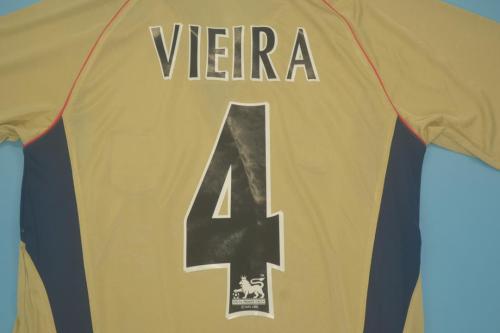Retro Jersey 2001-2002 Arsenal VIEIRA 4 Away Gold Soccer Jersey Vintage Football Shirt