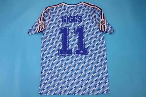 with Patch Retro Jersey 1992 Manchester United GIGGS 11 LEAGUE CUP FINAL Blue Soccer Jersey Vintage Football Shirt