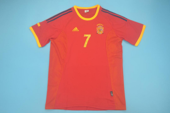 with Patch Retro Jersey 2002 Spain 7 RAUL Home Soccer Jersey Vintage Football Shirt
