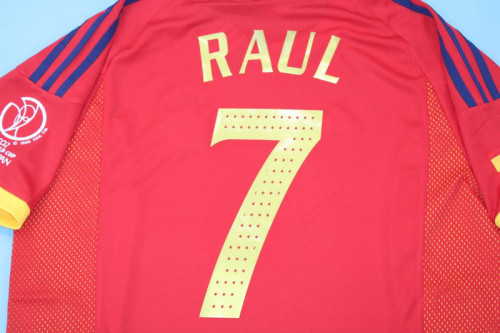 with Patch Retro Jersey 2002 Spain 7 RAUL Home Soccer Jersey Vintage Football Shirt