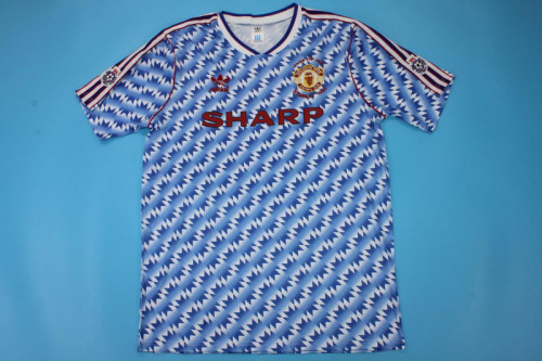 with Patch Retro Jersey 1992 Manchester United LEAGUE CUP FINAL Blue Soccer Jersey Vintage Football Shirt