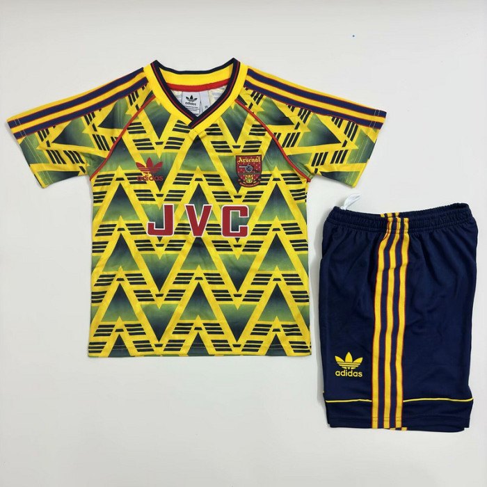 Retro Youth Uniform Kids Kit 1991-1993 Arsenal Away Soccer Jersey Shorts Vintage Child Football Set