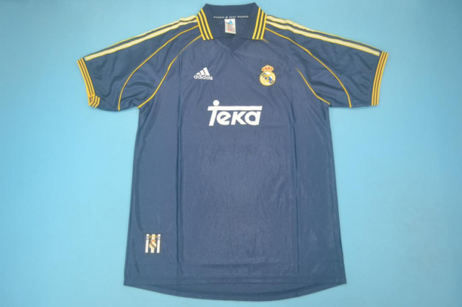 Retro Jersey 1998-1999 Real Madrid Third Away Dark Blue Soccer Jersey Vintage Football Shirt
