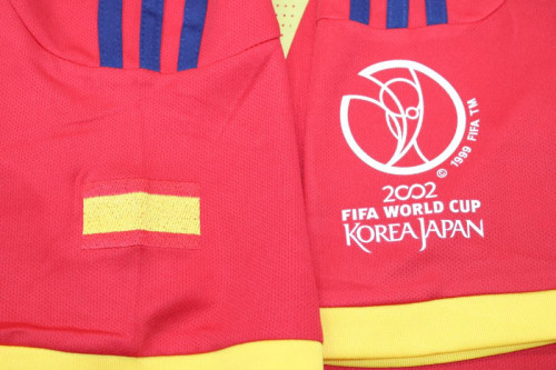 with Patch Retro Jersey 2002 Spain Home Soccer Jersey Spain Camisetas de Futbol