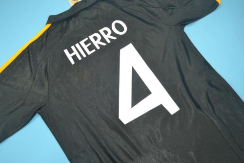 with UCL Patch Retro Jersey 1999-2000 Real Madrid HIERRO 4 Away Black Soccer Jersey Vintage Football Shirt