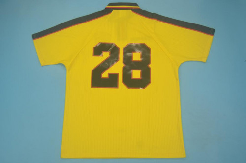 with Front Lettering Retro Jersey 1996-1998 Scotland 28 Away Yellow Soccer Jersey Vintage Football Shirt