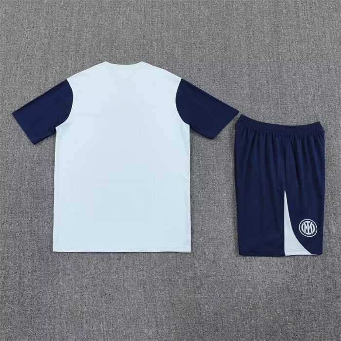 Adult Uniform 2025-2026 Inter Milan Grey Soccer Training Shirt and Shorts Football Set