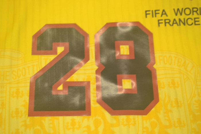 with Front Lettering Retro Jersey 1996-1998 Scotland 28 Away Yellow Soccer Jersey Vintage Football Shirt