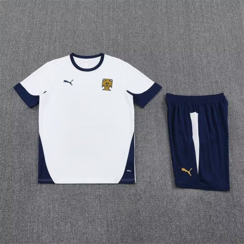 Adult Uniform 2025-2026 Portugal White Soccer Training Shirt and Shorts Football Set