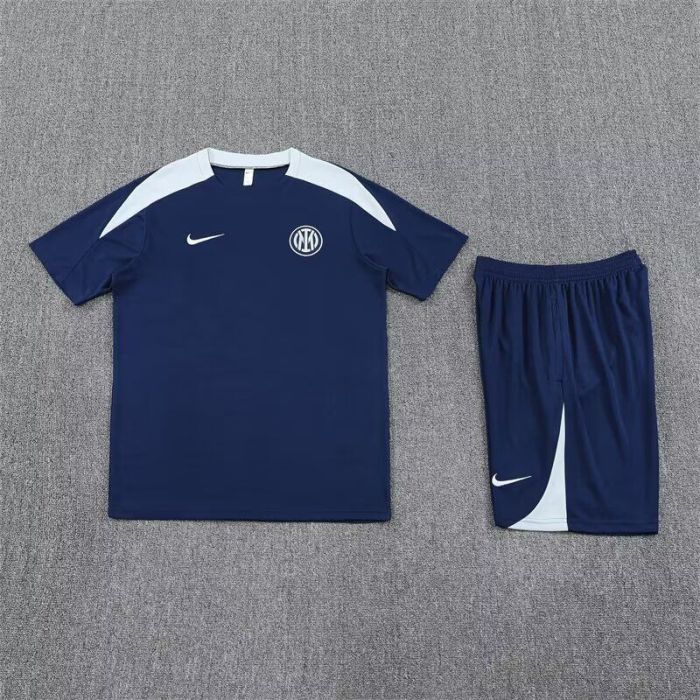 Adult Uniform 2025-2026 Inter Milan Dark Blue Soccer Training Shirt and Shorts Football Set