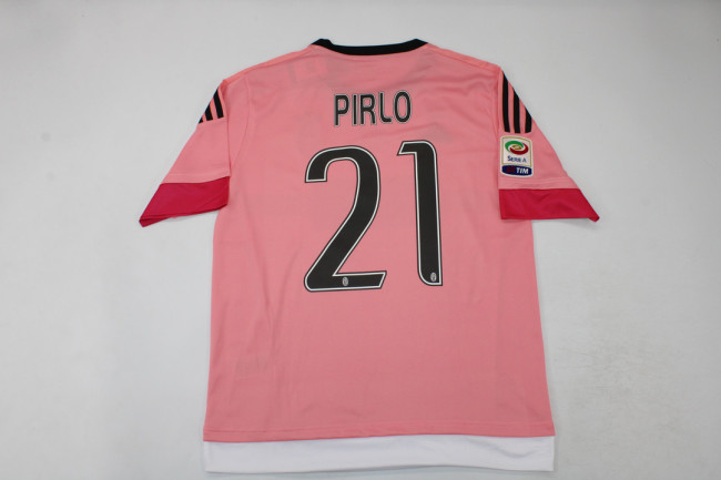 with Coppa Italia+Scudetto+Serie A Patch Retro Jersey 2015-2016 Juventus DYBALA 21 Away Pink Soccer Jersey Vintage Football Shirt
