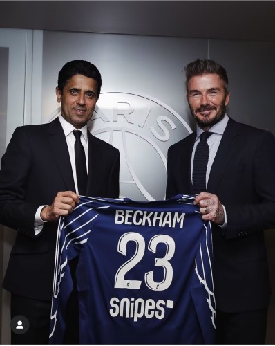 Player Version Long Sleeve 2024-2025 PSG BECKHAM 23 Fourth Away Blue Soccer Jersey Paris Football Maillot