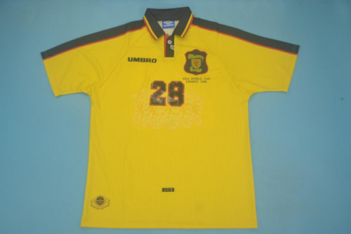 with Front Lettering Retro Jersey 1996-1998 Scotland Away Yellow Soccer Jersey Vintage Football Shirt