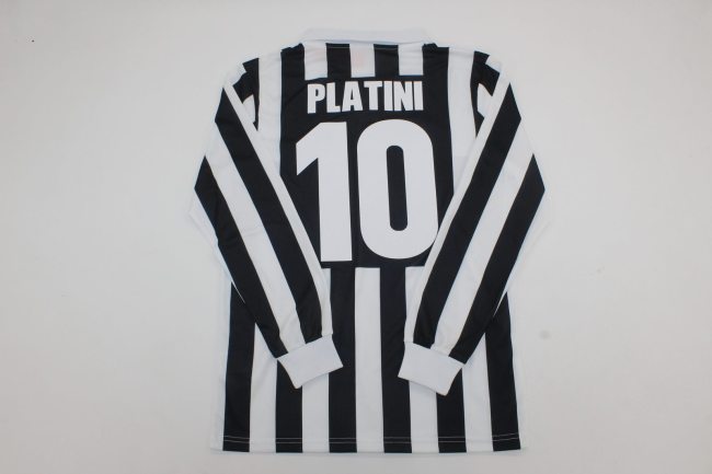 Long Sleeve Retro Jersey 1984-1985 Juventus PLATINI 10 Home Soccer Jersey Vintage Maillot de Foot