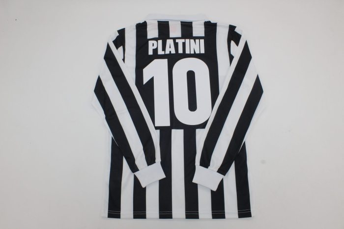 Long Sleeve Retro Jersey 1984-1985 Juventus PLATINI 10 Home Soccer Jersey Vintage Maillot de Foot