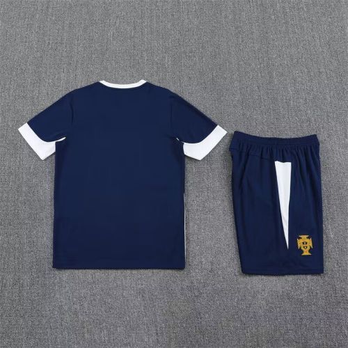 Adult Uniform 2025-2026 Portugal Dark Blue Soccer Training Shirt and Shorts Football Set