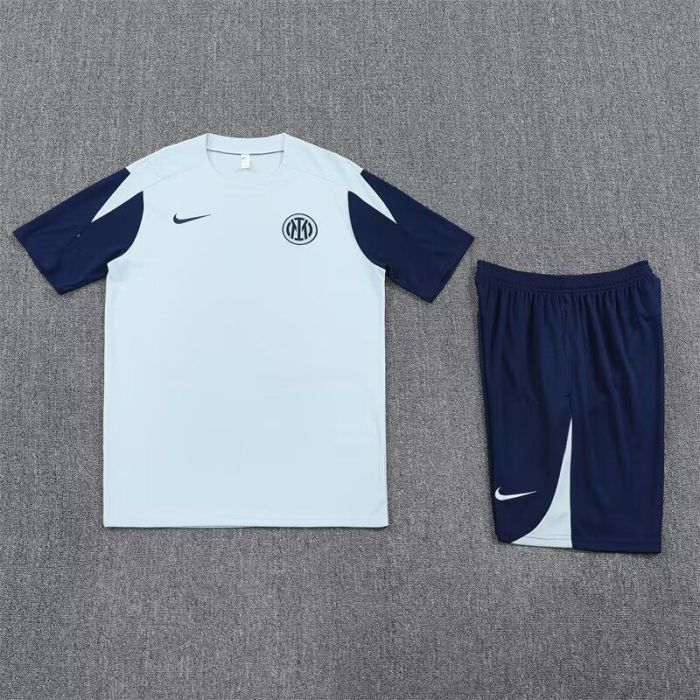 Adult Uniform 2025-2026 Inter Milan Grey Soccer Training Shirt and Shorts Football Set
