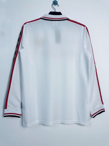 Long Sleeve Retro Jersey 1998 Manchester United White Soccer Jersey Man Utd Football Shirt