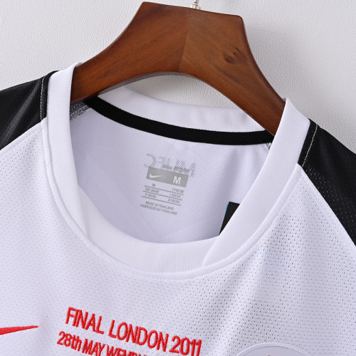 with Front Lettering Retro Jersey 2011-2012 Manchester United Away White Vintage Soccer Jersey Football Shirt