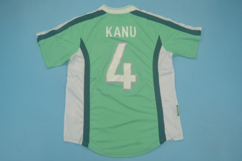 with Front Lettering Retro Jersey 1998 Nigeria KANU 4 Home Green Soccer Jersey Vintage Football Shirt