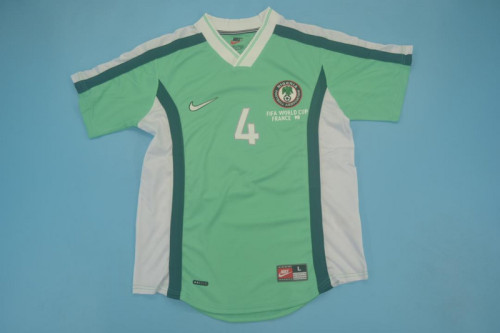 with Front Lettering Retro Jersey 1998 Nigeria Home Green Soccer Jersey Vintage Football Shirt