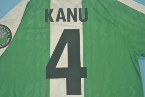 Retro Jersey 1996 Nigeria KANU 4 Home Soccer Jersey Vintage Football Shirt
