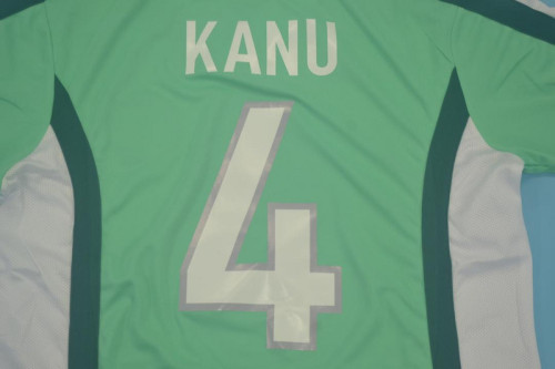 with Front Lettering Retro Jersey 1998 Nigeria KANU 4 Home Green Soccer Jersey Vintage Football Shirt