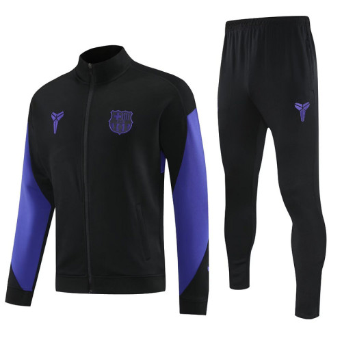2025-2026 Barcelona Black/Purple Soccer Training Jacket Football Jacket and Pants