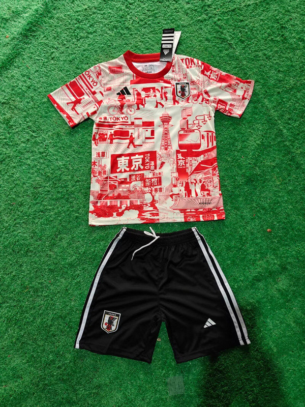 Youth Uniform Kids Kit 2025 Japan Red COMIC Soccer Jersey Shorts Child Football Set