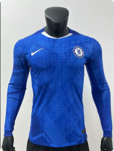 without Sponor Long Sleeve Logo Player Version 2025-2026 Chelsea Home Soccer Jersey Football Shirt