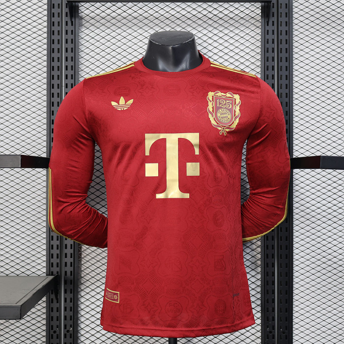 Long Sleeve Player Version 2024-2025 Bayern Munich 125th Anniversary Soccer Jersey Bayern Munchen Red Football Shirt