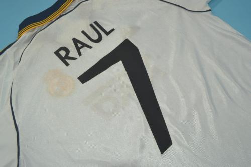Retro Jersey 1998-2000 Real Madrid RAUL 7 Home Soccer Jersey Vintage Football Shirt