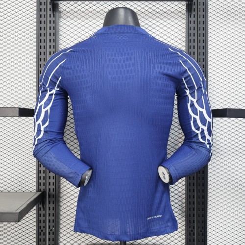 Player Version Long Sleeve 2024-2025 PSG Fourth Away Blue Soccer Jersey Paris Football Maillot