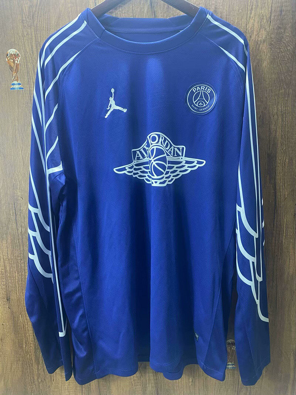 Fan Version Long Sleeve 2024-2025 PSG Fourth Away Blue Soccer Jersey Paris Football Maillot